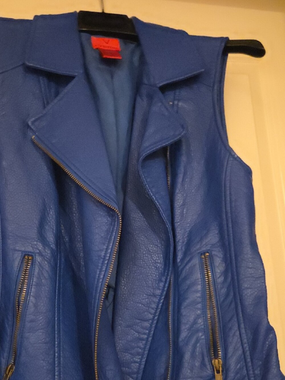 V Cristina Electric Blue Sleeveless Moto Vest - Picture 10 of 16